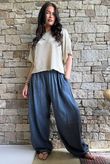 Lindin Linen Blend Dart Barrel Pant Washed Navy